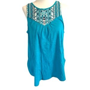 Roxy turquoise embroidered sleeveless top.